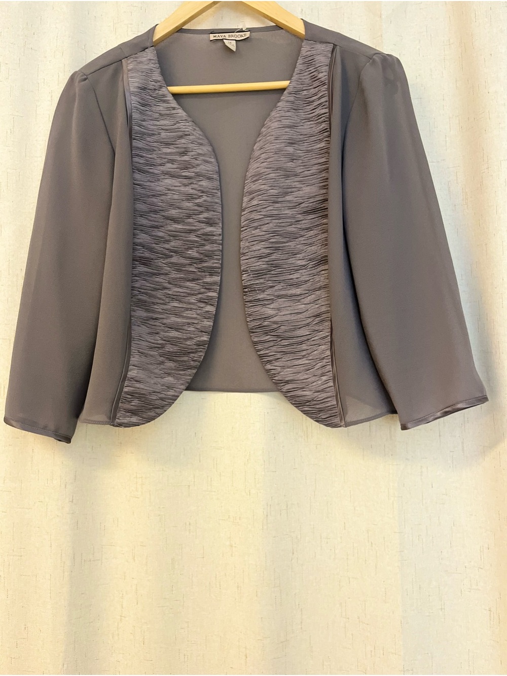 Maya Brooke  Jacket Dress Set Plus Size 16W Grey Black Sheath Church Wedding